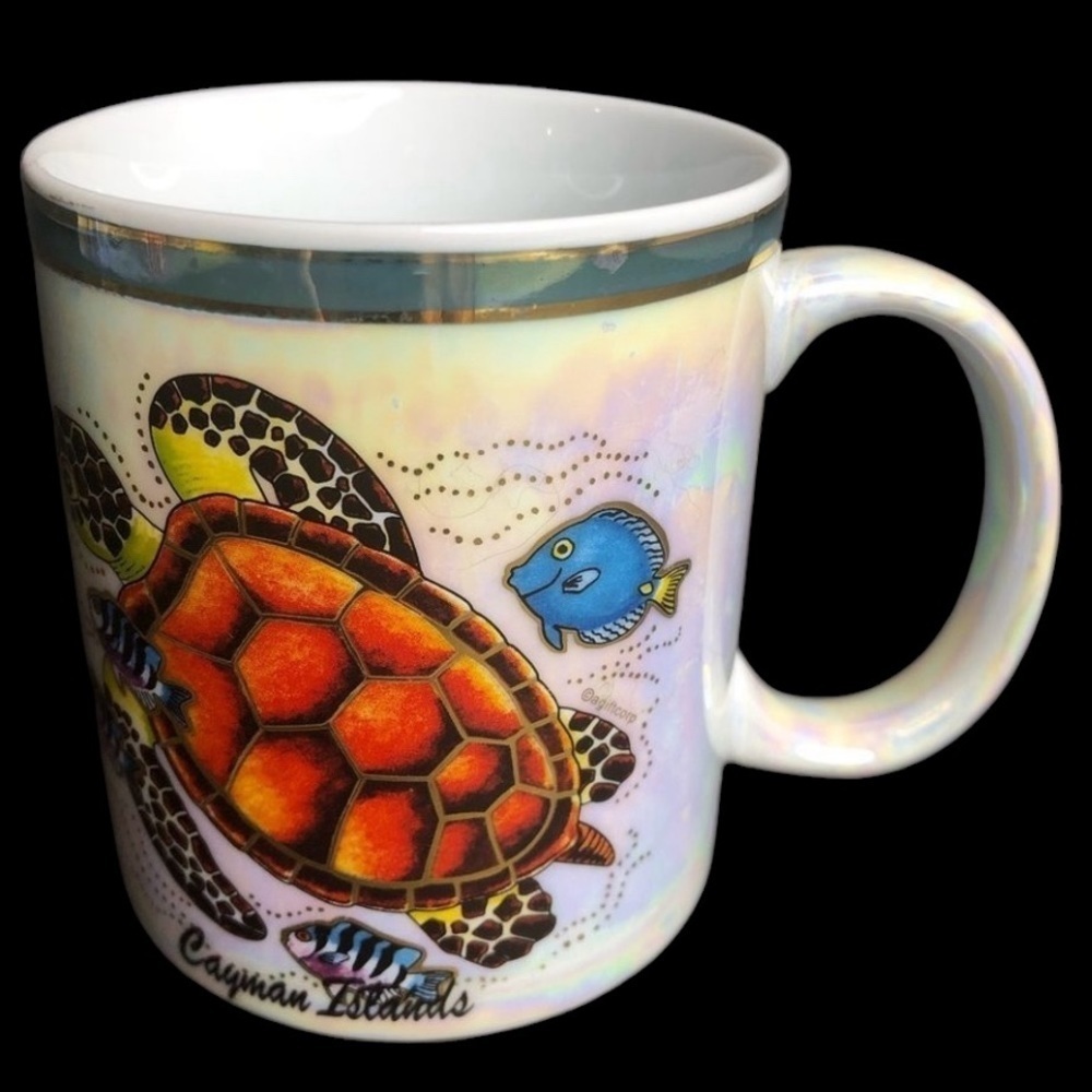 Beautiful Cayman Islands Souvenir Mug Sea Turtle Tropical Fish in EUC - Picture 2 of 9